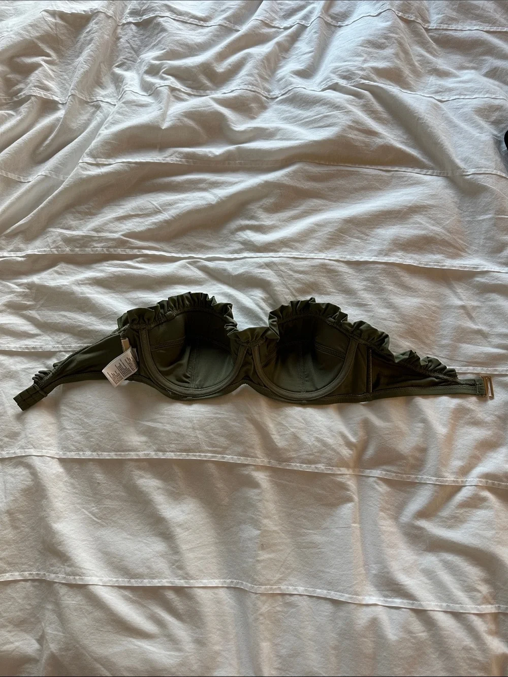 Michael Kors Olive Green Ruffle Bandeau Bikini Set - Women Swim size medium